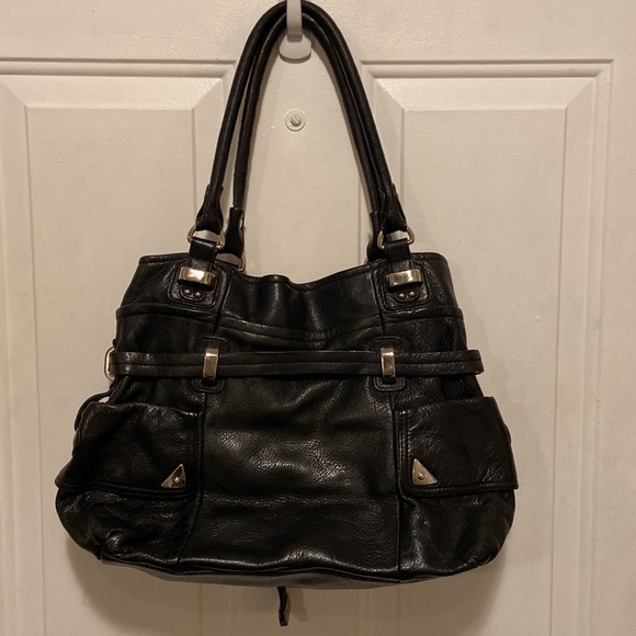 B MAKOWSKY Black Genuine Leather Hand Bag Shoulder Satchel Bag Purse - Picture 4 of 8